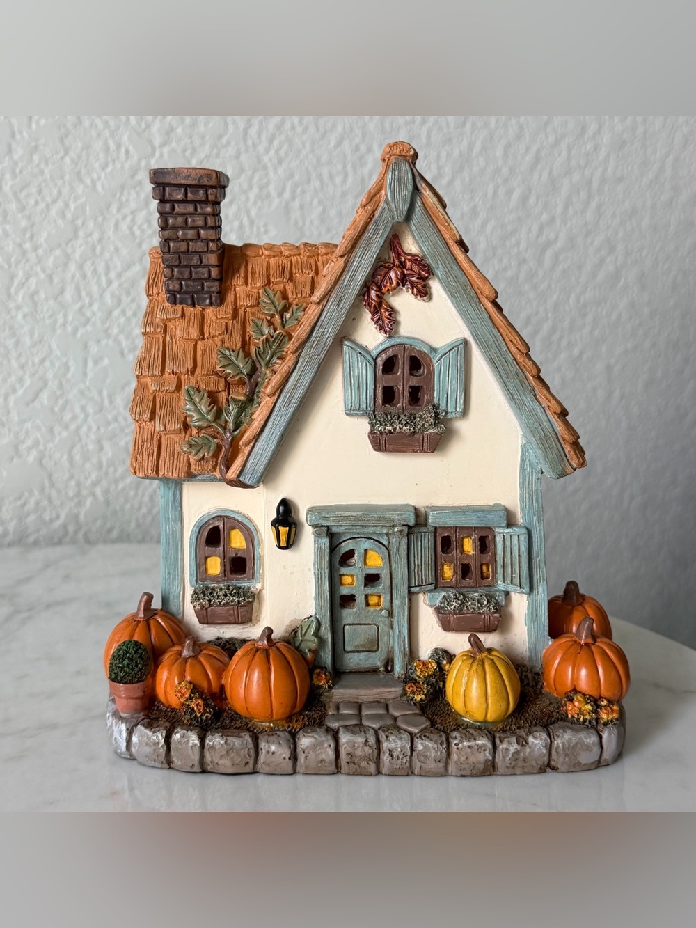 Hobby Lobby Fall Blue Cottage Light Up House, 2026 Collection, Robert Stanley